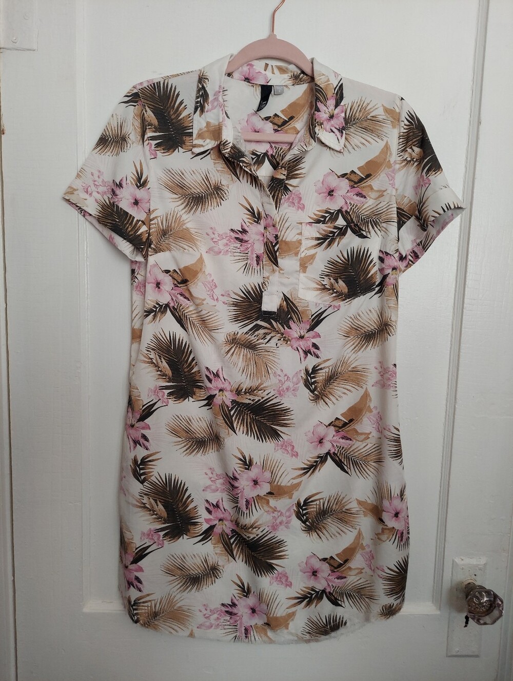 Kut Raelynn Collar Shirt Dress Womens Small Tropical Floral Print 100% Lyocell